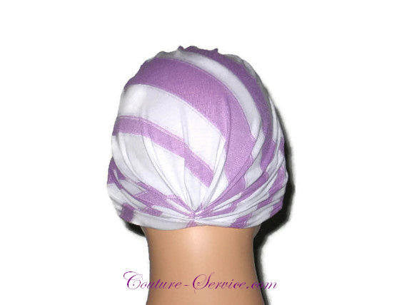 Handmade Purple Chemo Turban, Lavender, Striped - Couture Service  - 3