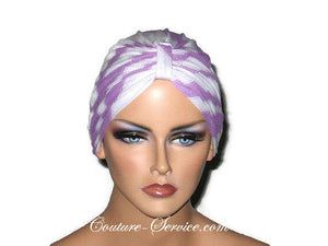 Handmade Purple Chemo Turban, Lavender, Striped - Couture Service  - 1