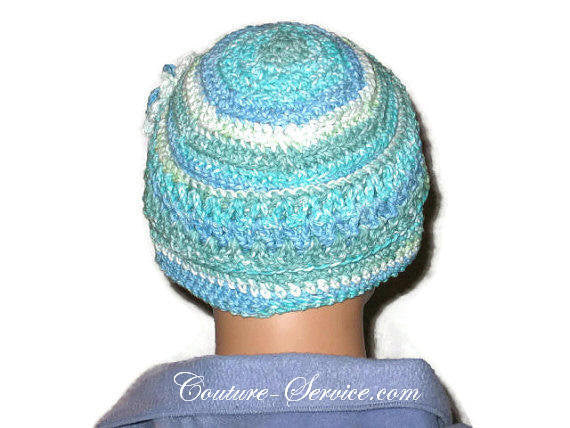 Handmade Blue Crocheted Chemo Hat - Couture Service  - 3