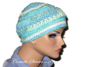 Handmade Blue Crocheted Chemo Hat - Couture Service  - 4