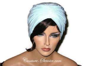 Handmade Blue Center Shirred Turban, Powder - Couture Service  - 1