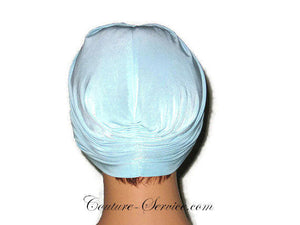 Handmade Blue Center Shirred Turban, Powder - Couture Service  - 3