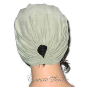 Handmade Green Pleated Turban, Sage - Couture Service  - 3