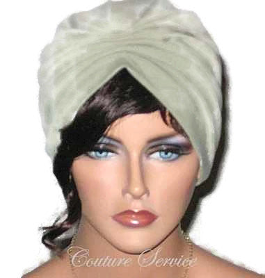 Handmade Green Pleated Turban, Sage - Couture Service  - 1
