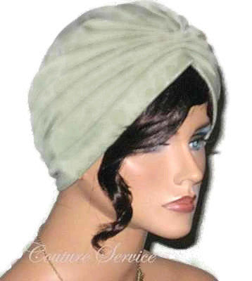 Handmade Green Pleated Turban, Sage - Couture Service  - 2