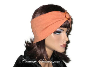 Handmade Orange Headband Turban, Smocked Rayon - Couture Service  - 4