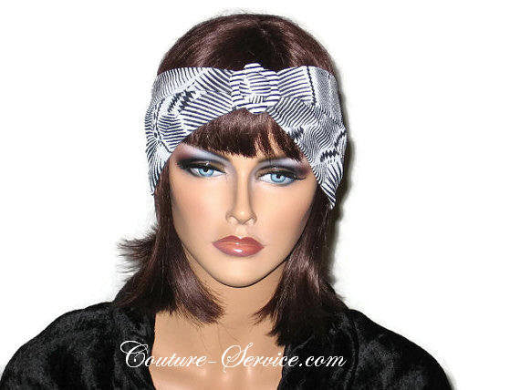 Handmade Black Headband Turban, Abstract, White - Couture Service  - 1