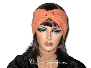 Handmade Orange Headband Turban, Smocked Rayon - Couture Service  - 1