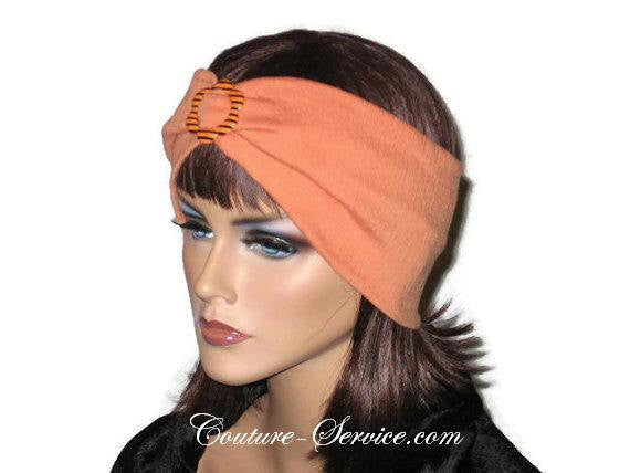 Handmade Orange Headband Turban, Smocked Rayon - Couture Service  - 2