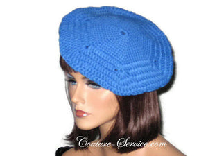 Handmade Crocheted Blue Beret, Robin - Couture Service  - 1