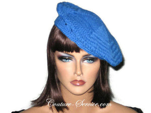 Handmade Crocheted Blue Beret, Robin - Couture Service  - 2
