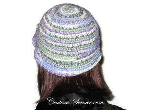 Handmade Crocheted Blue Cloche, Light Blue, Variegate, Size S - Couture Service  - 3