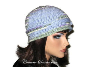 Handmade Crocheted Blue Cloche, Light Blue, Variegate, Size S - Couture Service  - 4