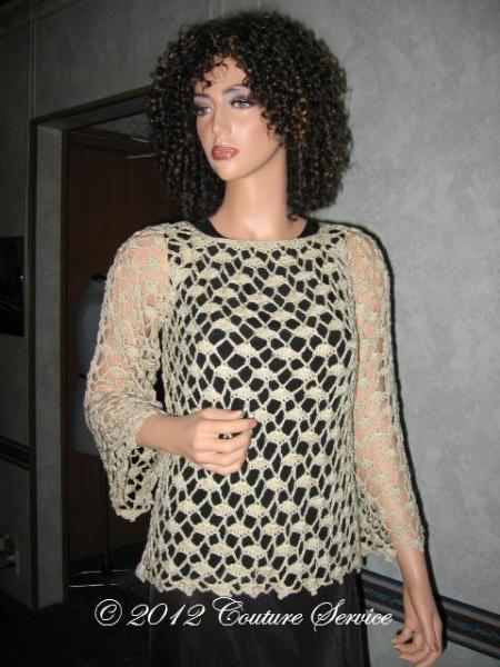 Handmade Crocheted Lace Top Overlay, Natural - Couture Service  - 1