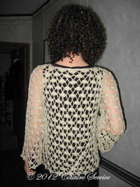 Handmade Crocheted Lace Top Overlay, Natural - Couture Service  - 3