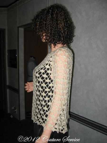 Handmade Crocheted Lace Top Overlay, Natural - Couture Service  - 4