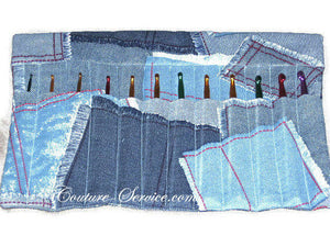 Handmade 10 Pocket Crochet Hook Organizer, Blue - Couture Service  - 1