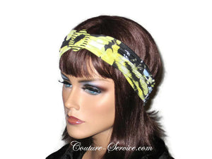 Handmade Yellow Headband  Turban, Abstract, Black - Couture Service  - 2