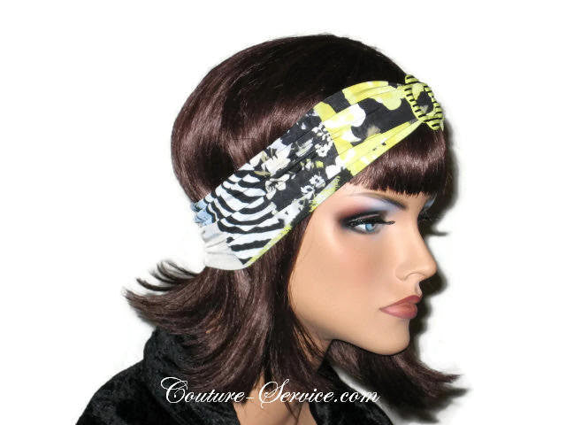 Handmade Yellow Headband  Turban, Abstract, Black - Couture Service  - 4