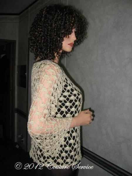 Handmade Crocheted Lace Top Overlay, Natural - Couture Service  - 2