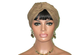 Handmade Brown Micro-Suede Twist Turban, Taupe - Couture Service  - 1