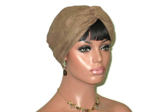 Handmade Brown Micro-Suede Twist Turban, Taupe - Couture Service  - 2
