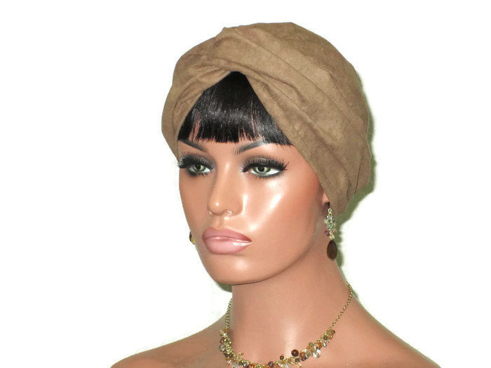 Handmade Brown Micro-Suede Twist Turban, Taupe - Couture Service  - 4