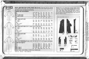 Vintage Simplicity 9183, Misses Lined Wrap Coat, Size 10 - Couture Service  - 2