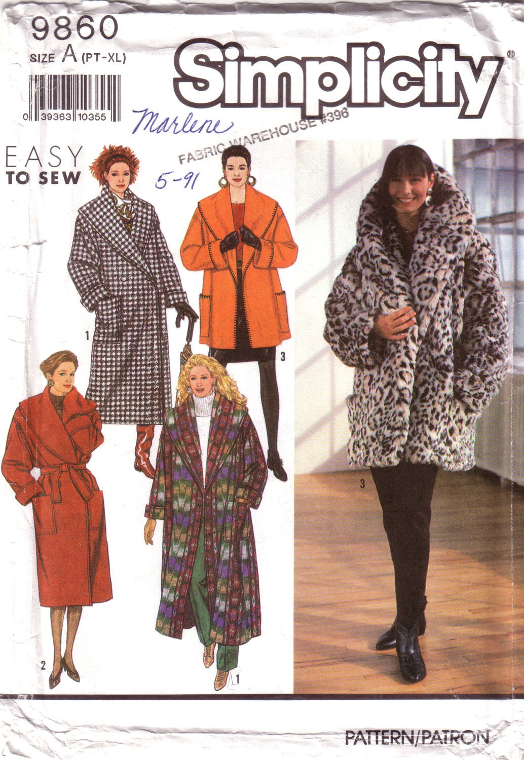 Vintage Simplicity 9860, Misses Lined Coat, Size 6-24 - Couture Service  - 1