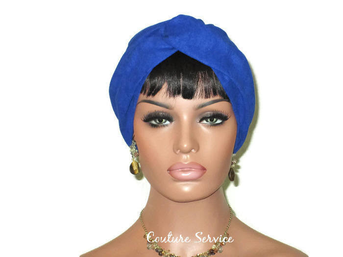 Handmade Blue Micro-Suede Twist Turban, Royal - Couture Service  - 1